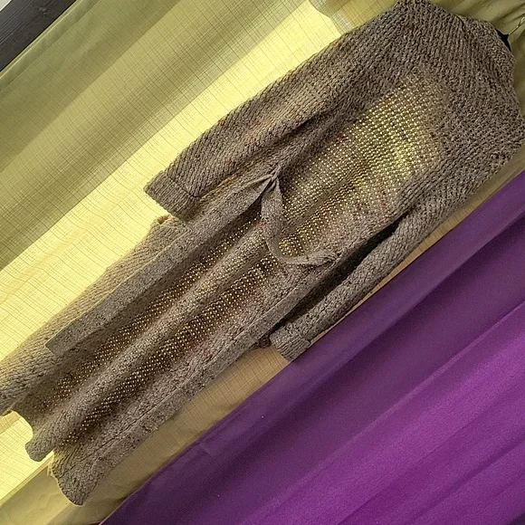 Extra Long Gray Knit Cardigan ROBE Duster Jacket By SOH Wool Alpaca Silk - Picture 12 of 12